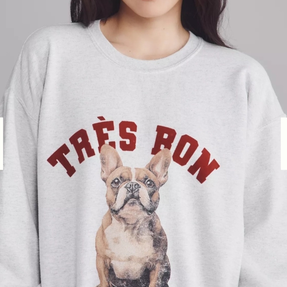 Gray Dog Print Sweatshirt